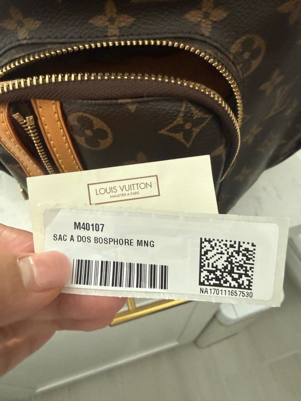 Louis Vuitton Monogram Sac de Bosphore Backpack with Tan Leather Accents - Picture 11 of 11